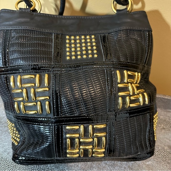 Vintage genuine leather black and gold purse - Picture 9 of 14